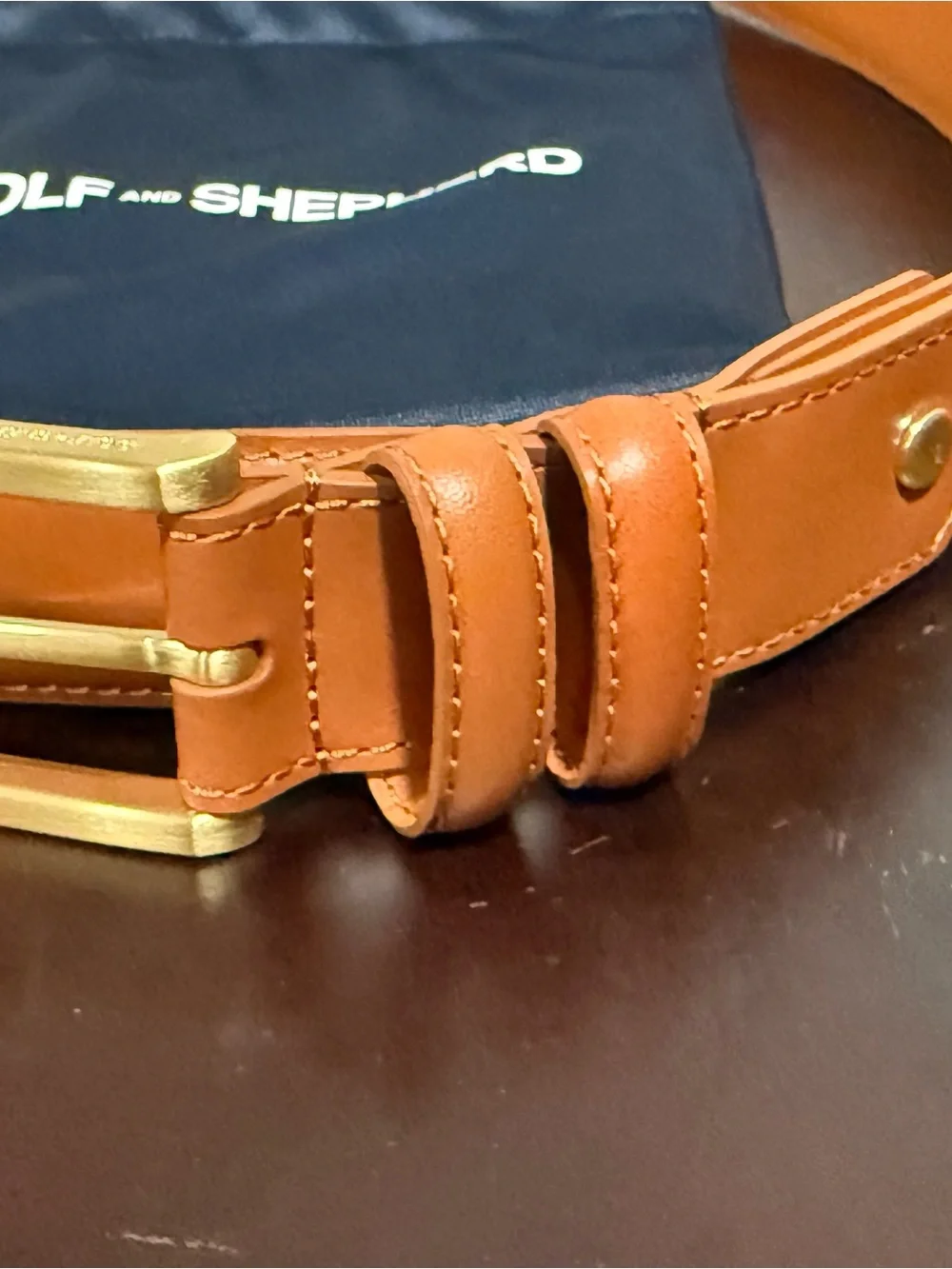Wolf & Shepherd Men’s Honey/Brown Stealth Leather Dress Belt Size 38